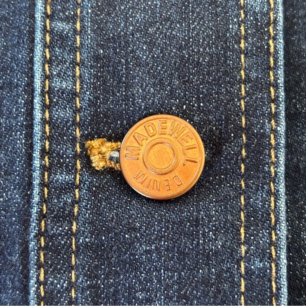 Madewell Stretch Denim A-Line Mini Skirt Button Front Dark Wash Retro Size 0 - Picture 7 of 11